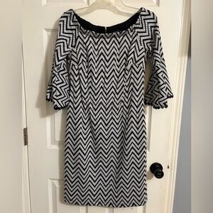 Black & White Chevron Print Dress, size 8